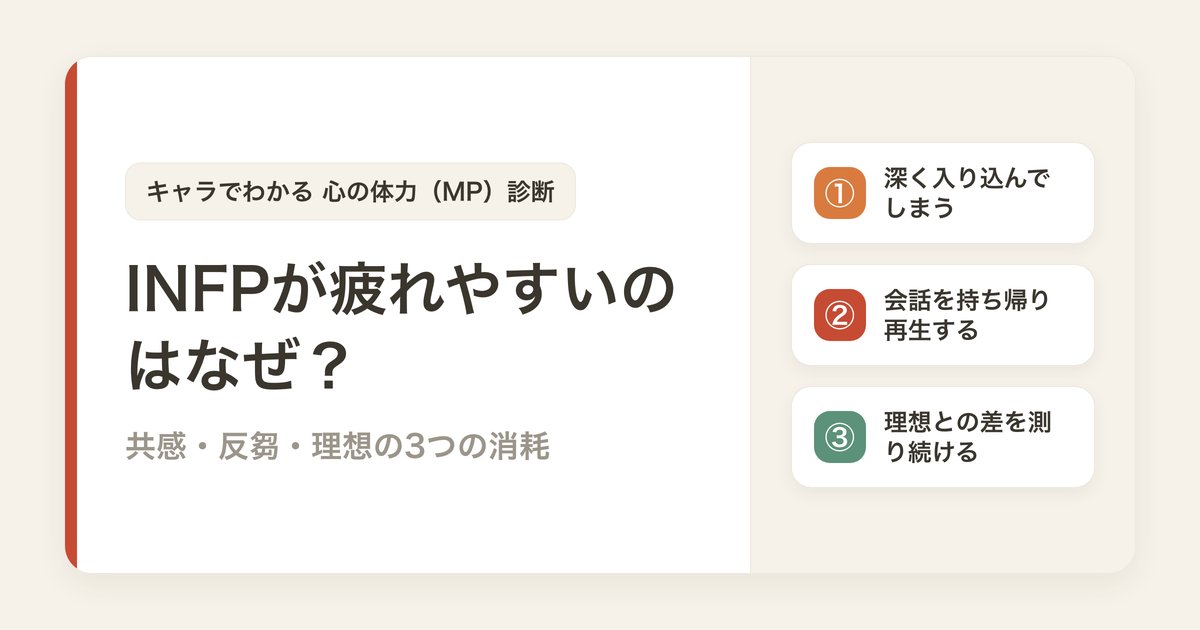 INFPが疲れやすいのはなぜ？共感・反芻・理想の3つの消耗
