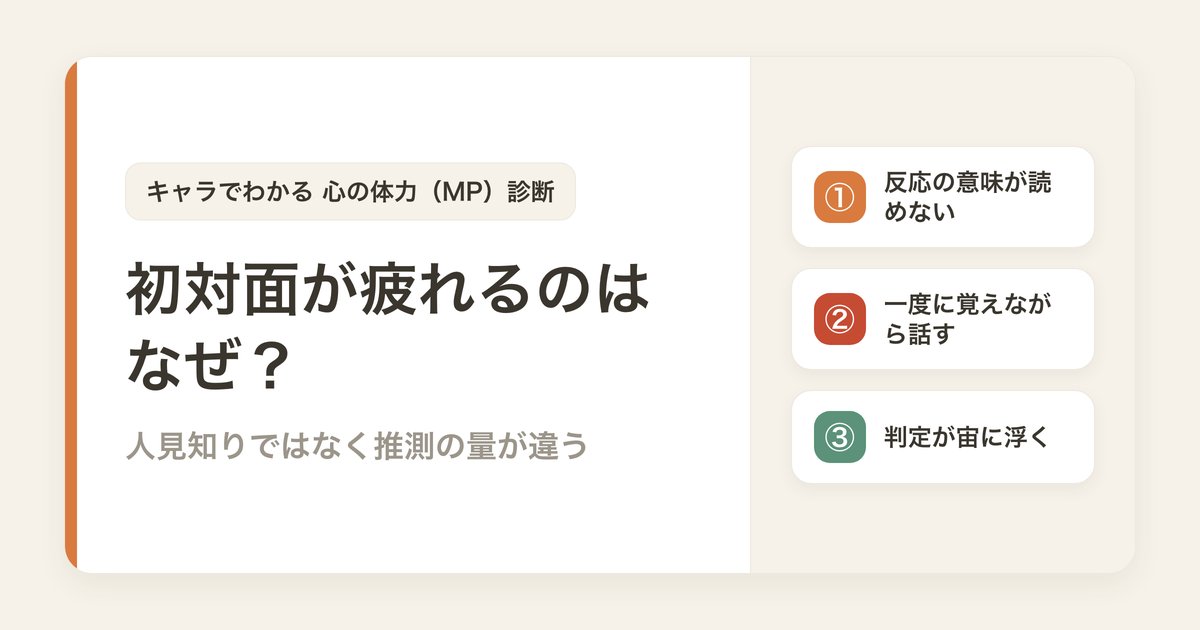 初対面が疲れるのはなぜ？人見知りではなく推測の量が違う