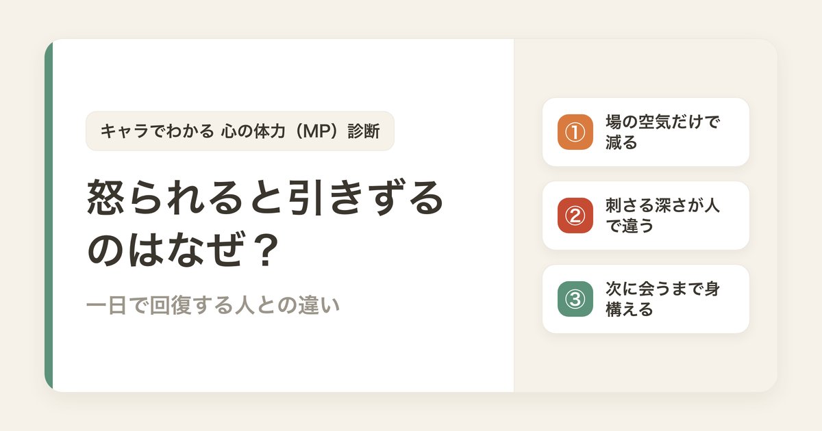 怒られると引きずるのはなぜ？一日で回復する人との違い