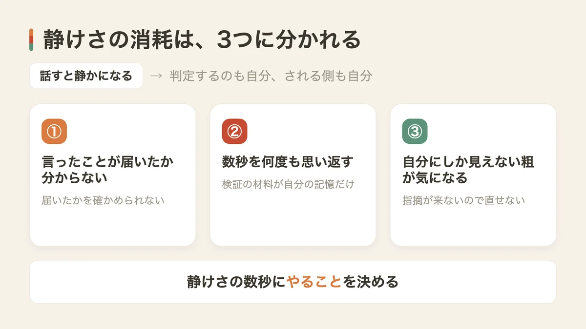 自分が話すと場が静かになると疲れる3つの理由(図解)